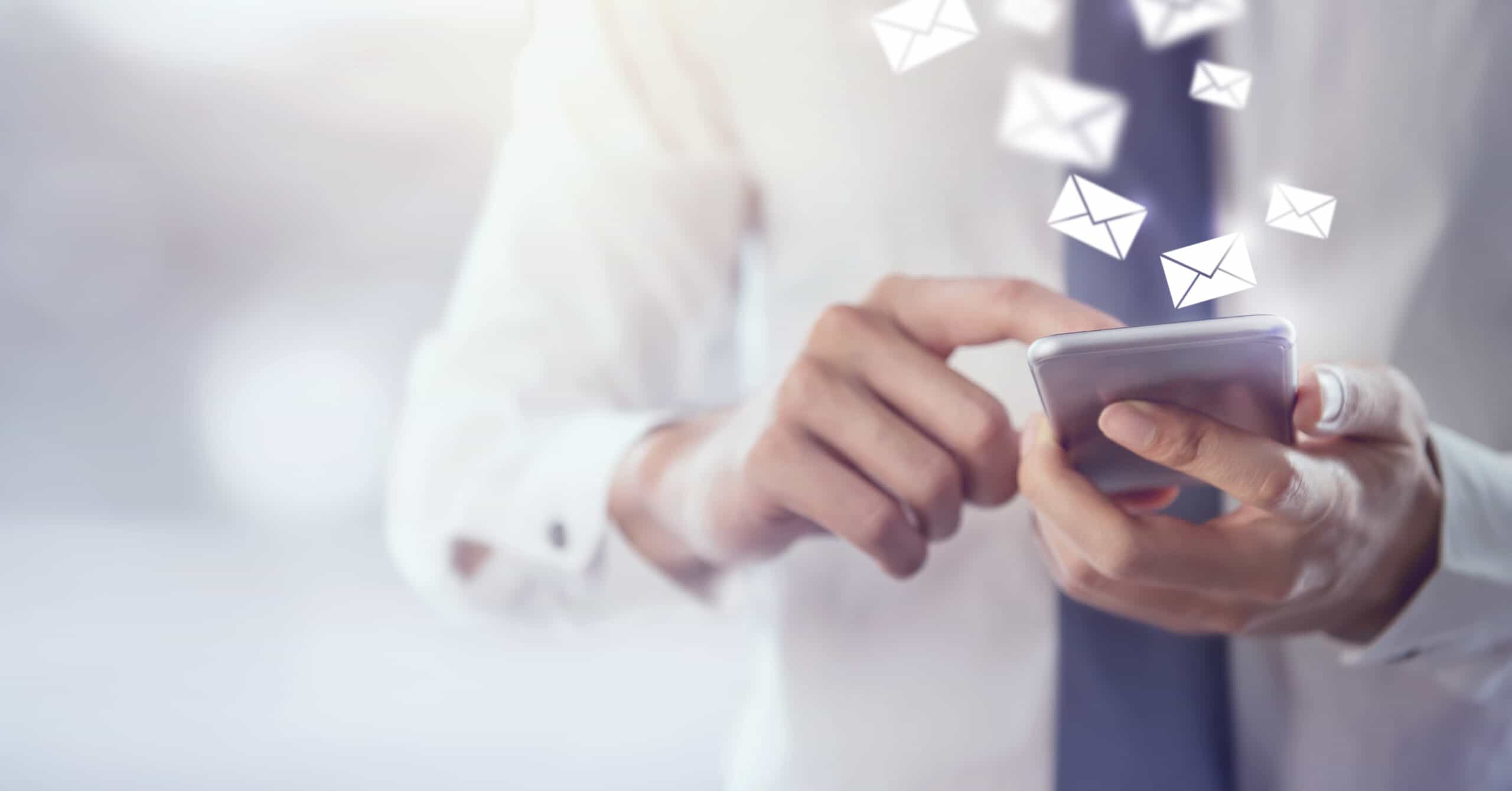 Graphic of Businessman Opening Inbox