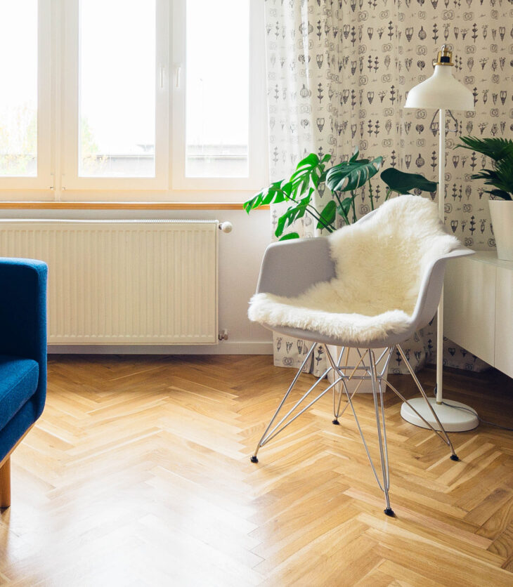 Hardwood Floor and White Chair