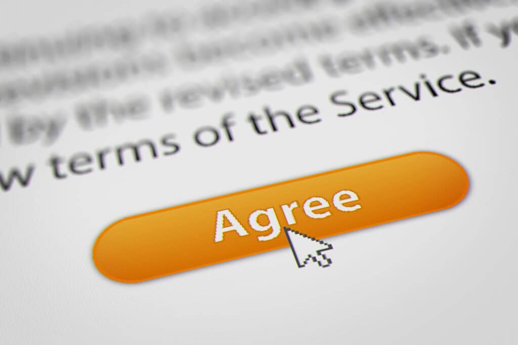 Image of Cursor Clicking Agreement Button