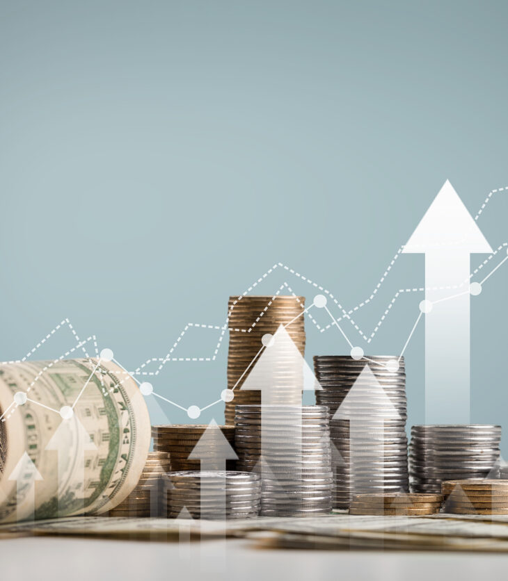 stack of coins with trading chart in financial concepts and financial investment business stock growth